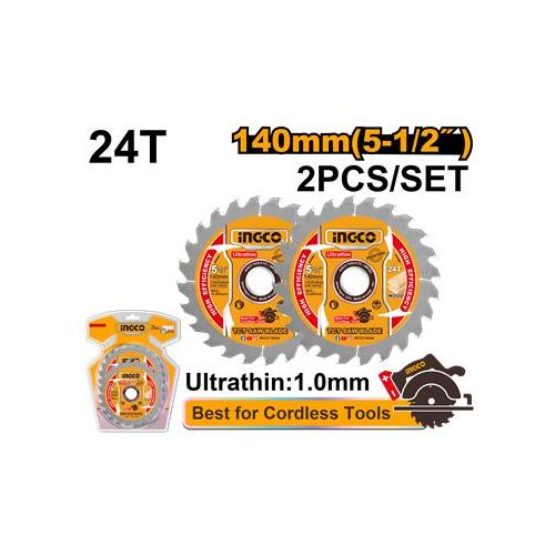 Ingco jeu de lame de scie circulaire 140mm(5-1/2")-24t tsb1403