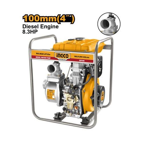 Ingco motopompe diesel 4" - 8.3hp/12.5l gep406