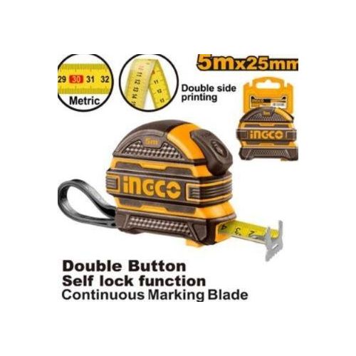 Ingco metre a ruban 5m x 25mm mesure: cm/mm/feet abs hsmt085251