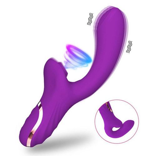 Bâton AV à double tête avec aspiration, vibration et claquement amusant pour femmes