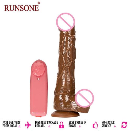 RUNSONE Gode vibrant puissant en silicone, gros format, réaliste, veiné, avec ventouse et contrôle filaire. Jouet sexuel pour la masturbations, pour femmes et hommes. Cadeau idéal pour une petite amie ou une épouse.