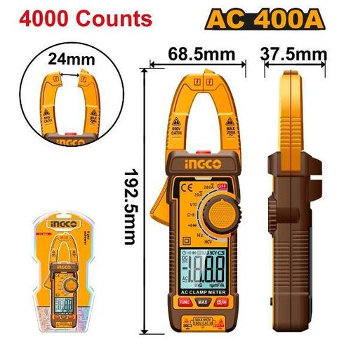 Ingco PINCE AMPERMETRIQUE DIGITAL 400A MULTIFONCTTIONS DCM62001