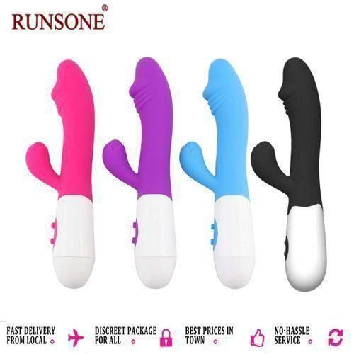 RUNSONE Vibromasseur amélioré pour femmes, puissant gode en silicone pour point G, 10 modes, masseur personnel pour adultes, stimulateur vaginus et clitoridien silencieux, 2 moteurs à plusieurs vitesses, vibromasseur lapin, best-seller, jouet sexuel féminin