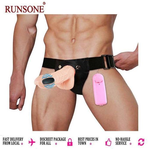 Harnais réglable avec gode réaliste et v-ibromasseur point G - Jouets sexuels pour couples, femmes et hommes (usage v-aginal et a-nal)
