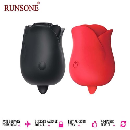 RUNSONE Vibromasseur 2 en 1 en forme de rose, stimulant clitoridien et langue, puissant, rechargeable, étanche, compact et masturbateur pour adultes, jouet sexuel idéal, cadeau parfait pour femmes, épouses, petites amies et couples.