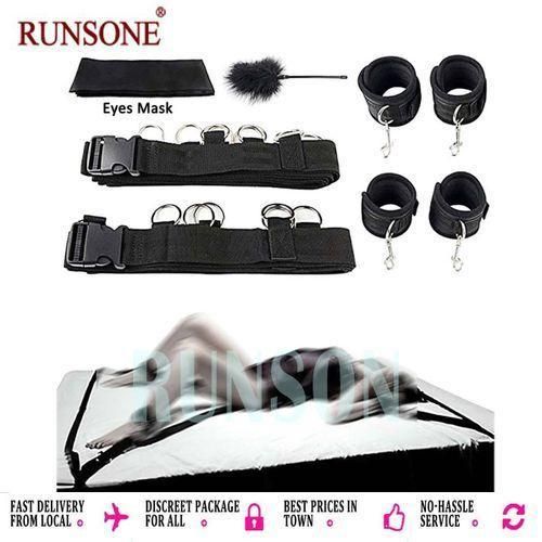 RUNSONE Kits de bondage BD-SM pour jeux sexuels, jeux SM, fétichisme, jouet pour adultes avec menottes ajustables pour les mains, les chevilles et les poignets. Jouets sexuels pour femmes et couples.