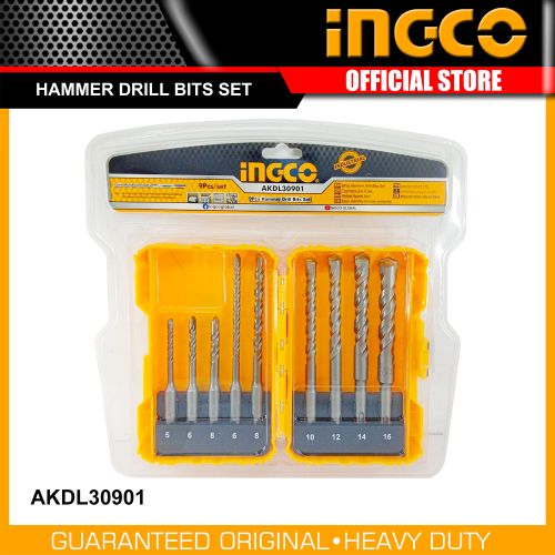 Ingco COFFRET DE FORET POUR MARTEAU PERFORATEUR SDS-PLUS 9PCS