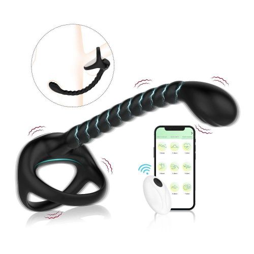 Kipawa Vibromasseur 3 en 1 pour homme, jouet sexuel : plug anal à double anneau avec double vibration et contrôle de l'éjaculation pour hommes, plug anal en silicone pour couples, anneaux péniens, vibromasseur puissant avec télécommande