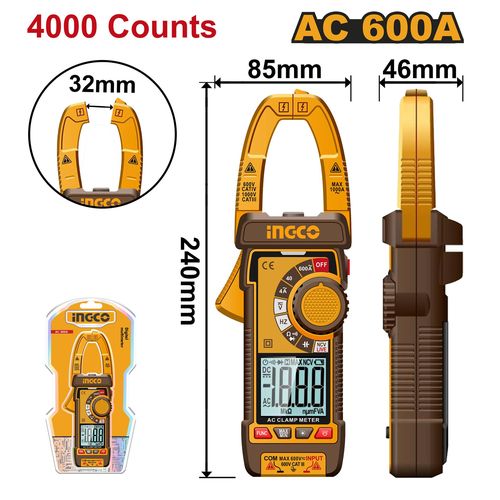 Ingco Pince ampèremétrique digitale AC 600A/4000C DCM66001