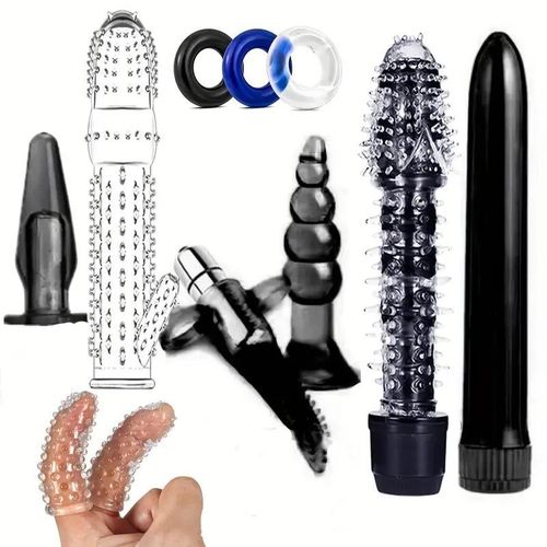 Ensemble de 10 pièces BDSM avec vibromasseur anal et anneau pénien, jouets anaux unisexes sans piles