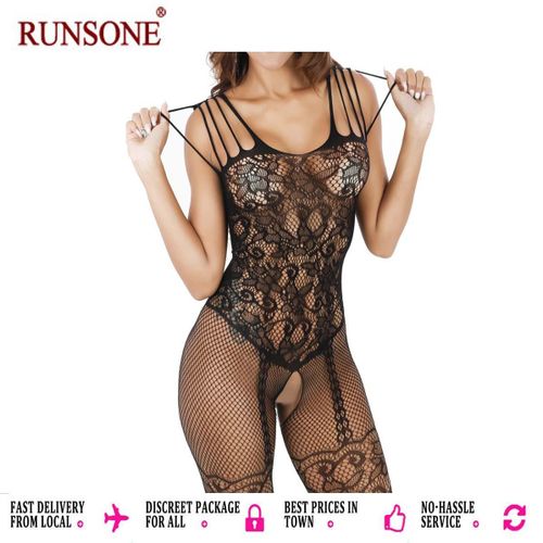 RUNSONE Body résille sans entrejambe pour femme, lingerie sexy, body extensible à entrejambe ouverte, robe de soirée, bas, vêtement de nuit pour des moments intimes, cadeau pour petite amie ou épouse