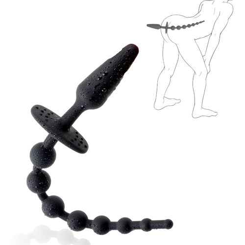 Balles tirées bouchons anales avec 8 petites boules anales, des jouets de chaîne anale conçus progressivement, générique pour les hommes et les femmes, des stimulateurs de silicone élastiques pour le massage anogène vaginal.