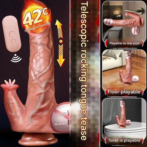 Grand gode réaliste pour femmes - Chauffage automatique, télécommande, souple