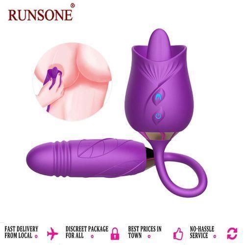 RUNSONE Vibrateur Rose Toy, gode vibrant pour point G, stimulateur clitoridien, plug anus, jouet sexuel pour adultes, masturbations en couple