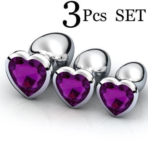 Ensemble de 3 pièces Bijoux Stimulateur Plug Anal en forme de cœur