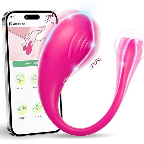 Vibromasseur portable pour femme - Jouet pour adultes avec application Bluetooth longue portée, contrôle à distance, stimulation du point G, plus de 9 modes de vibration, mini vibromasseur culotte, plug anal, jouet sexuel pour femmes et couples