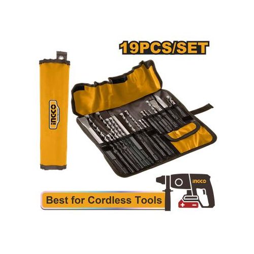 Ingco JEU DE 19 FORETS ET BURINS POUR MARTEAU PERFORATEU AKD91901