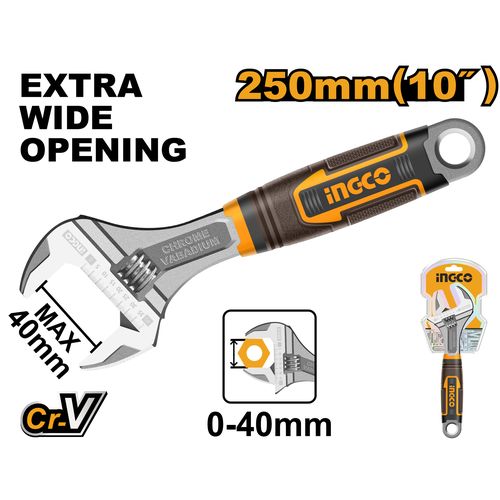 Ingco CLE A MOLETTE 10" 250mm AVEC MANCHE ANTI-DÉRAPANTE HADW131108