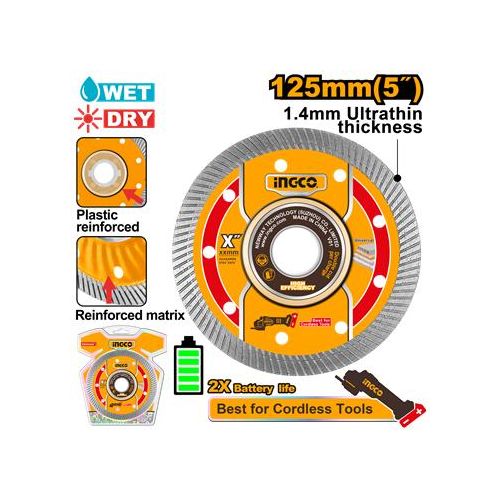Ingco DISQUE DIAMANT ULTRA-FIN JANTE EN MAILLE 125*22,2* DMD051251