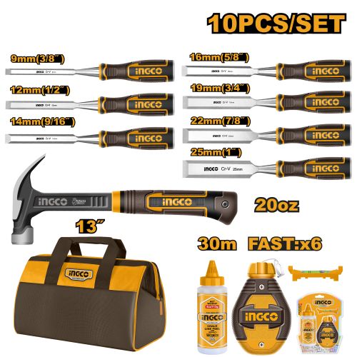 Ingco COMBOS DE 10 OUTILS POUR LE TRAVAIL DU BOIS COS230906