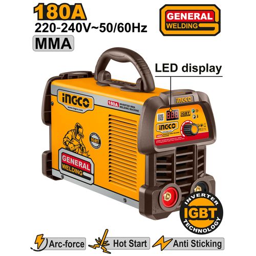 Ingco POSTE A SOUDER A ONDULEUR MMA 180A/ 1~220-240V INGMMA18059
