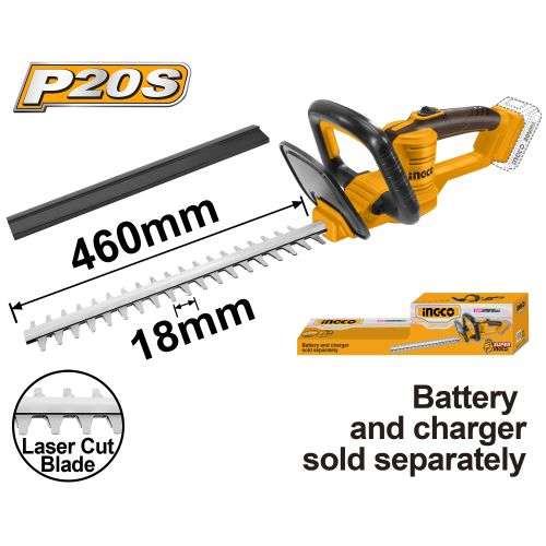 Ingco TAILLE-HAIE ÉLECTRIQUE SANS FIL  20V 18mm/450mm  CHTLI20018 + 1 BATTERIE FBLI20011 + 1 CHARGEUR  CHTLI20018