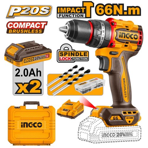 Ingco PERCEUSE 20V/66NM+2BAT2A+CHARG+ACC  CDLI20668