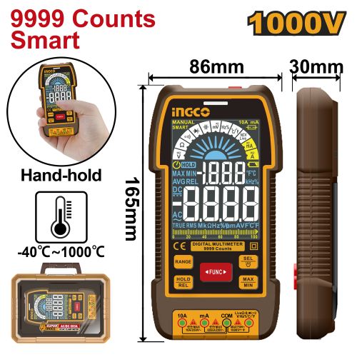 Ingco MULTIMETRE DIGITAL AC+DC 1000V/9999C / DM110004