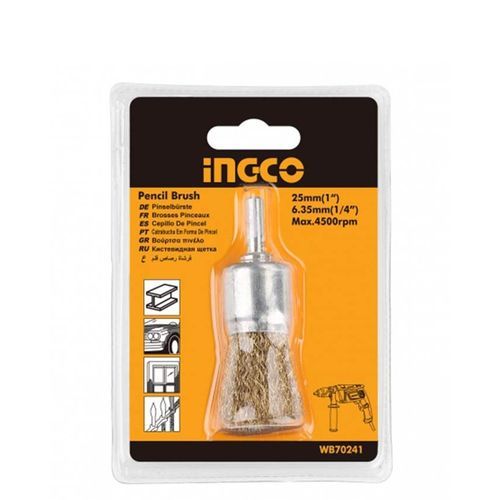 Ingco Brosse Boisseau à Fils Laitonnes 24Mm Diametre 6.35Mm