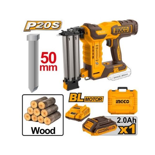Ingco KIT DE CLOUEUR SANS FIL 50MM +1BAT2AH+1CHARG+AGRAF     CBNLI5008