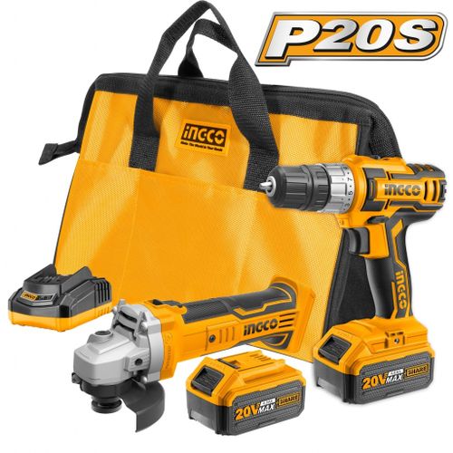 Ingco KIT 2PCS 20V PERCEUSE+ MEULEUSE