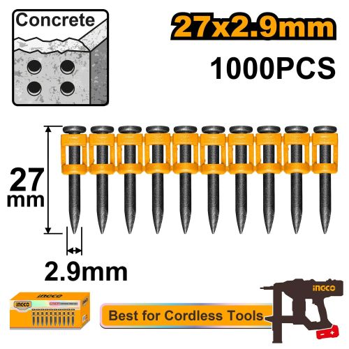 Ingco Clou à tir continu pour cloueur à béton 27*2,9mm ANA02271