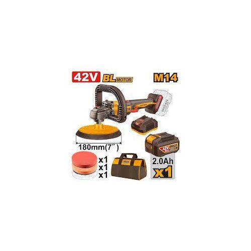 Ingco POLISSEUR ANGULAIRE SANS FILS 42V +1BAT 2AH+CHARG+SAC+MOUSSE APLI42181