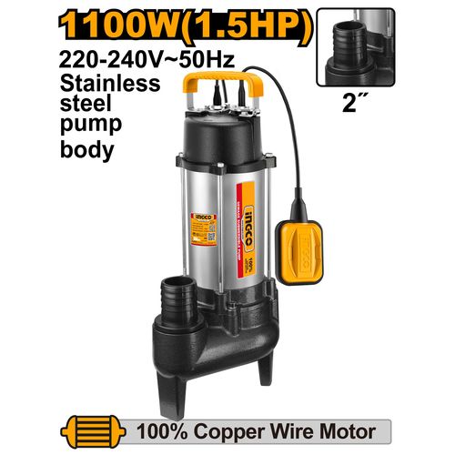 Ingco POMPE DE RELEVAGE SUBMERSIBLE 1100W 1.5HP 2" 22 SPDS 110068