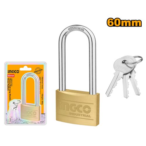 Ingco Cadenas en laiton à anse longue et résistante 60mm DBPL0602L