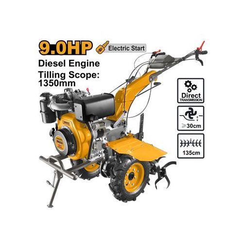 Ingco CULTIVATEUR MOTEUR A DIESEL 6,6kW(9HP) motoculteur,laboureur DC13501D