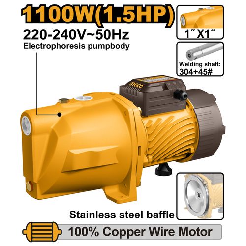 Ingco POMPE A JET AUTO AMORÇANTE 1100W 1.5HP 70L/m + Automatique JP110068