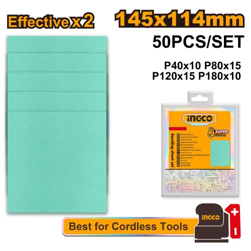 Ingco PAPIER A PONCER 114X145MM - LOT DE 50PCS (P40x10pc   AKFS145115