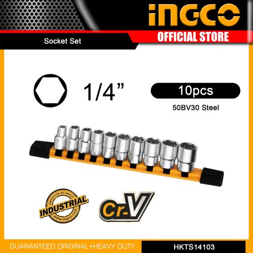 Ingco JEU DE 10 DOUILLES STANDARD 1/4"-5 -14mm