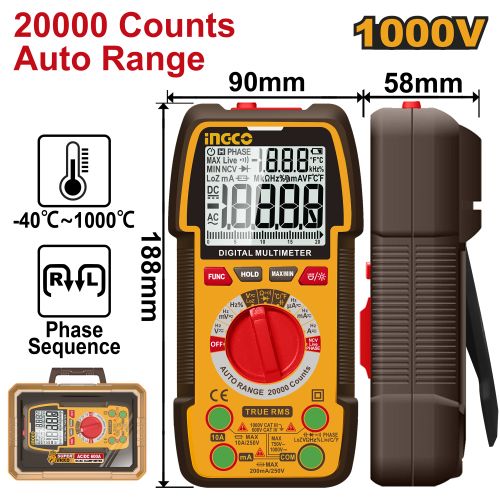 Ingco MULTIMETRE DIGITAL AC+DC 1000V/20000C DM410003