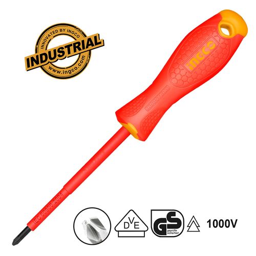 Ingco TOURNEVIS A FENTE LAME RONDE ÉLECTRICIEN ISOLE 1000V-CR-V,PH3×150