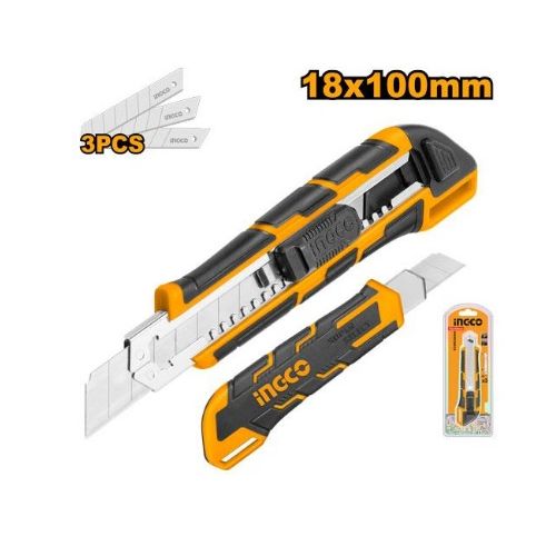 Ingco CUTTER A MOLETTE 18mm X 100mm - 167mm 3 Pcs SK5 Bl / HKNS28035
