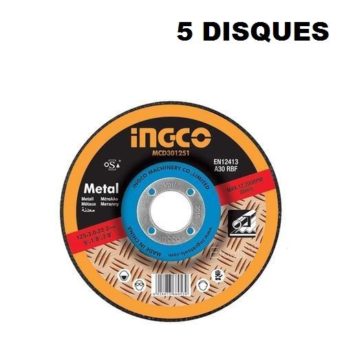 Ingco Jeu De 5 Disques à Tronçonner 125 X 22.2 X 3.0Mm