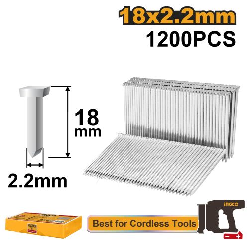 Ingco AGRAFES CLOU 18mm 1200pcs a utiliser sur le cloueur CSTLI3805-08  ANA12018