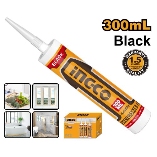 Ingco MASTIC SILICONE  ACÉTIQUE ETIC NOIR  300ml HASS03