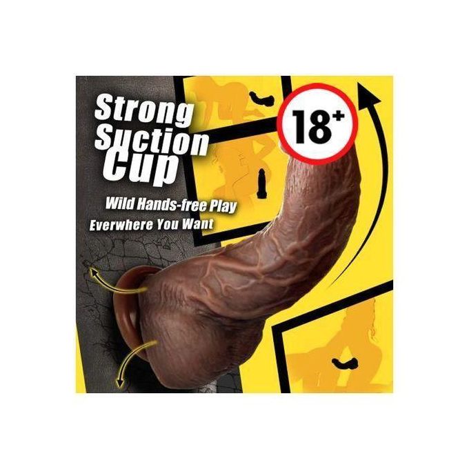 1 gode extra large et épais de 7,3 cm de diamètre avec ventouse puissante - Marron-1