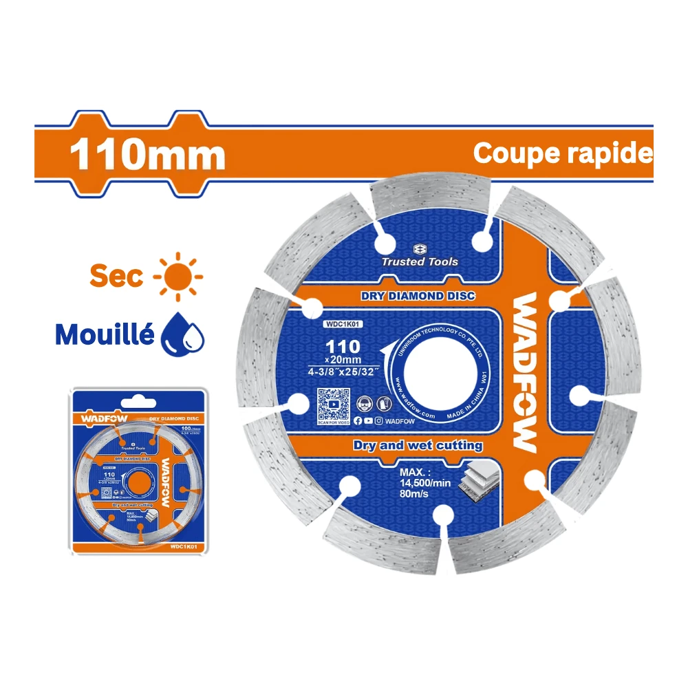 WADFOW Disque à tronçonner diamant 110 x 20mm