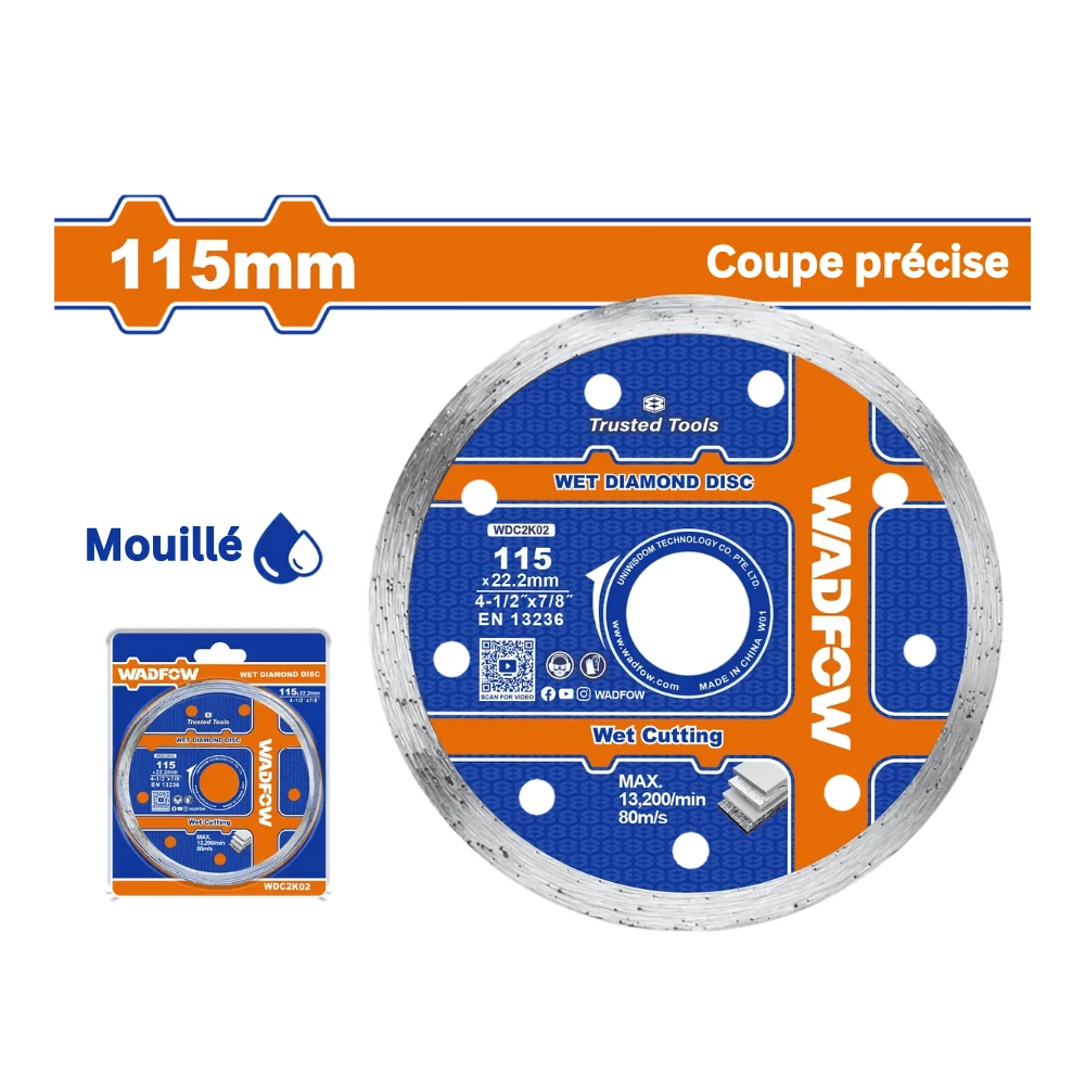 WADFOW Disque à tronçonner diamant 115 x 22.2mm