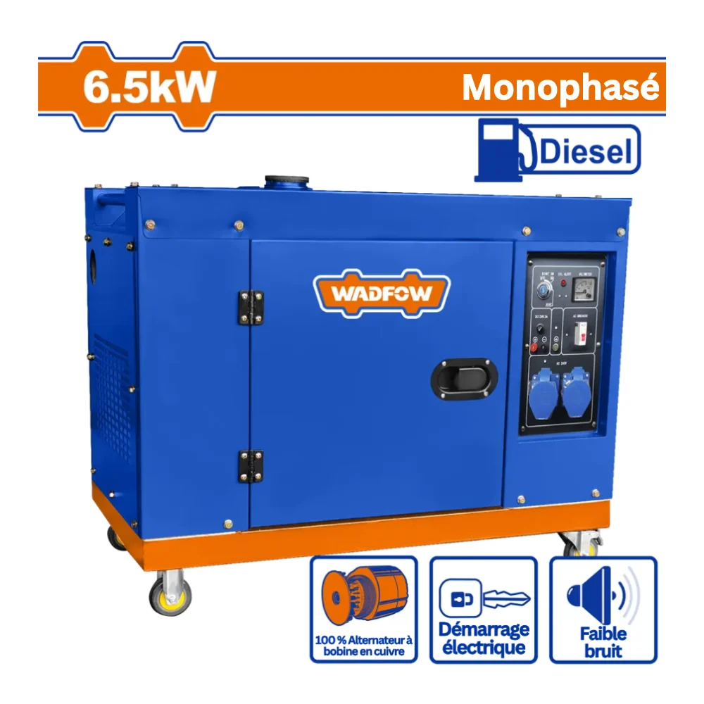 WADFOW Groupe electrogene diesel silencieux 6500W 8 kVA