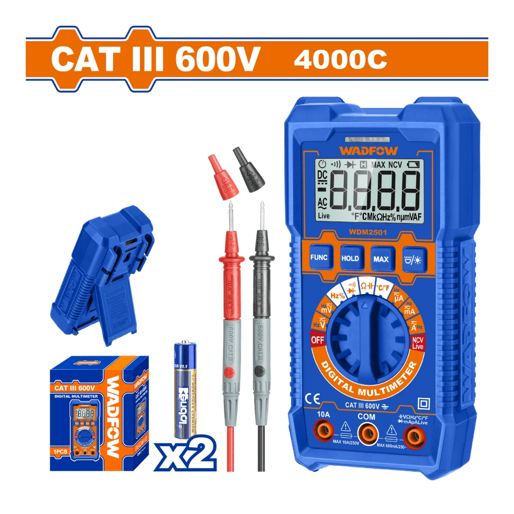 WADFOW Multimètre digital Tension Ac/Dc 4V-600V